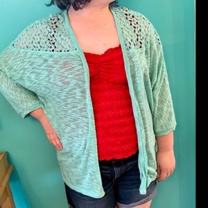 Women’s Plus size teal light cardigan sweater